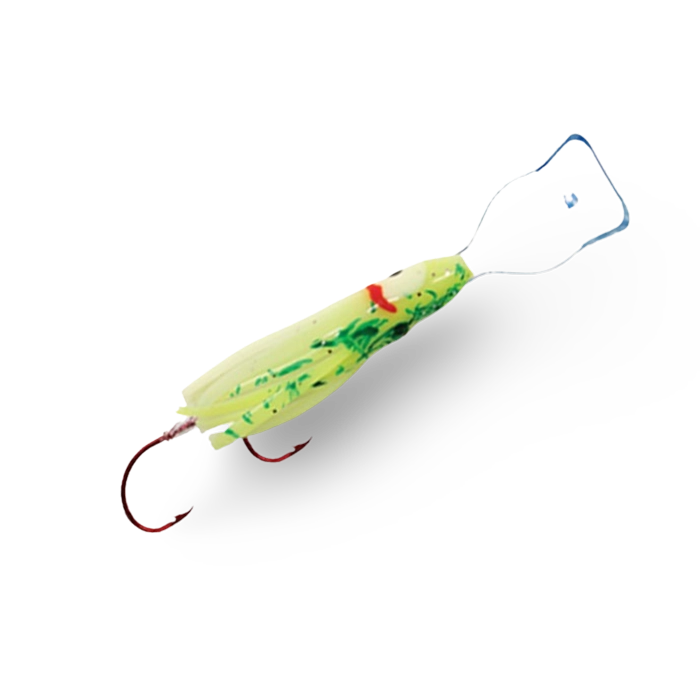 Macks Pee Wee Wiggle Hoochie Chart Green Spatter Back Glow