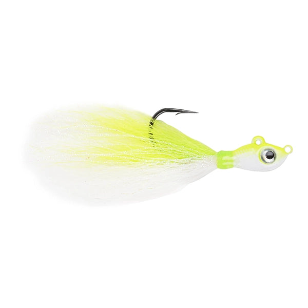 Mustad Big Eye Bucktail Jig Chartreuse White