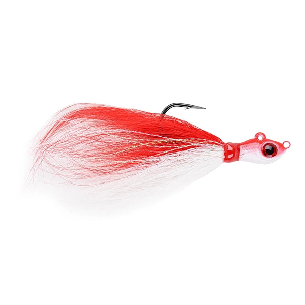 Mustad Big Eye Bucktail Jig Red White