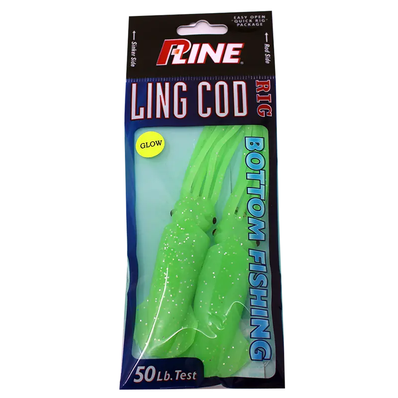 P-Line Lingcod Rig Glow Green Glitter