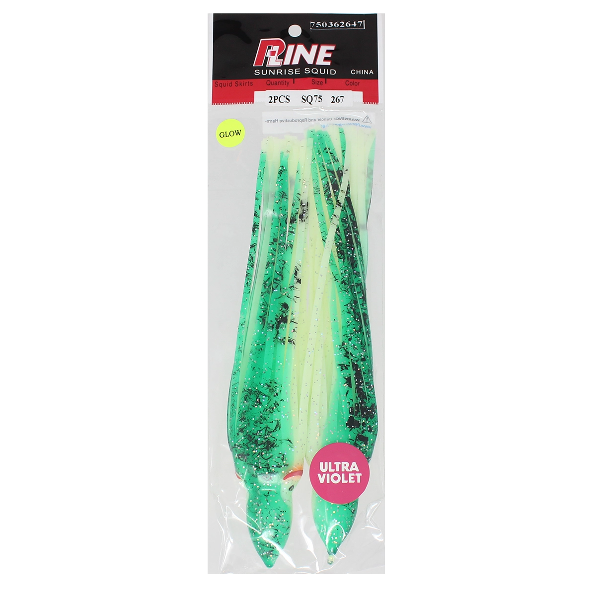 P-Line Sunrise Squid 7-5 Inches Glow Green
