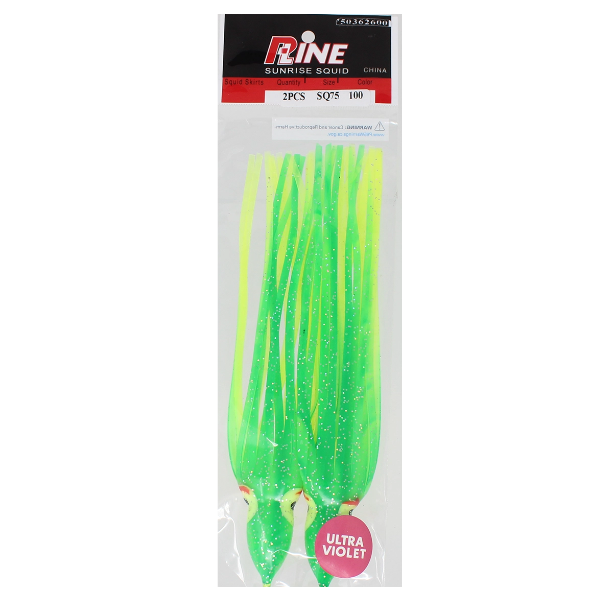P-Line Sunrise Squid 7-5 Inches Green Chartreuse
