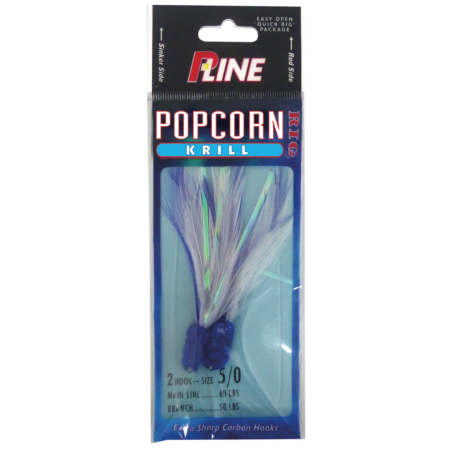 P-Line Popcorn Krill 2-Hook 5/0 Bottomfish Rig Blue White