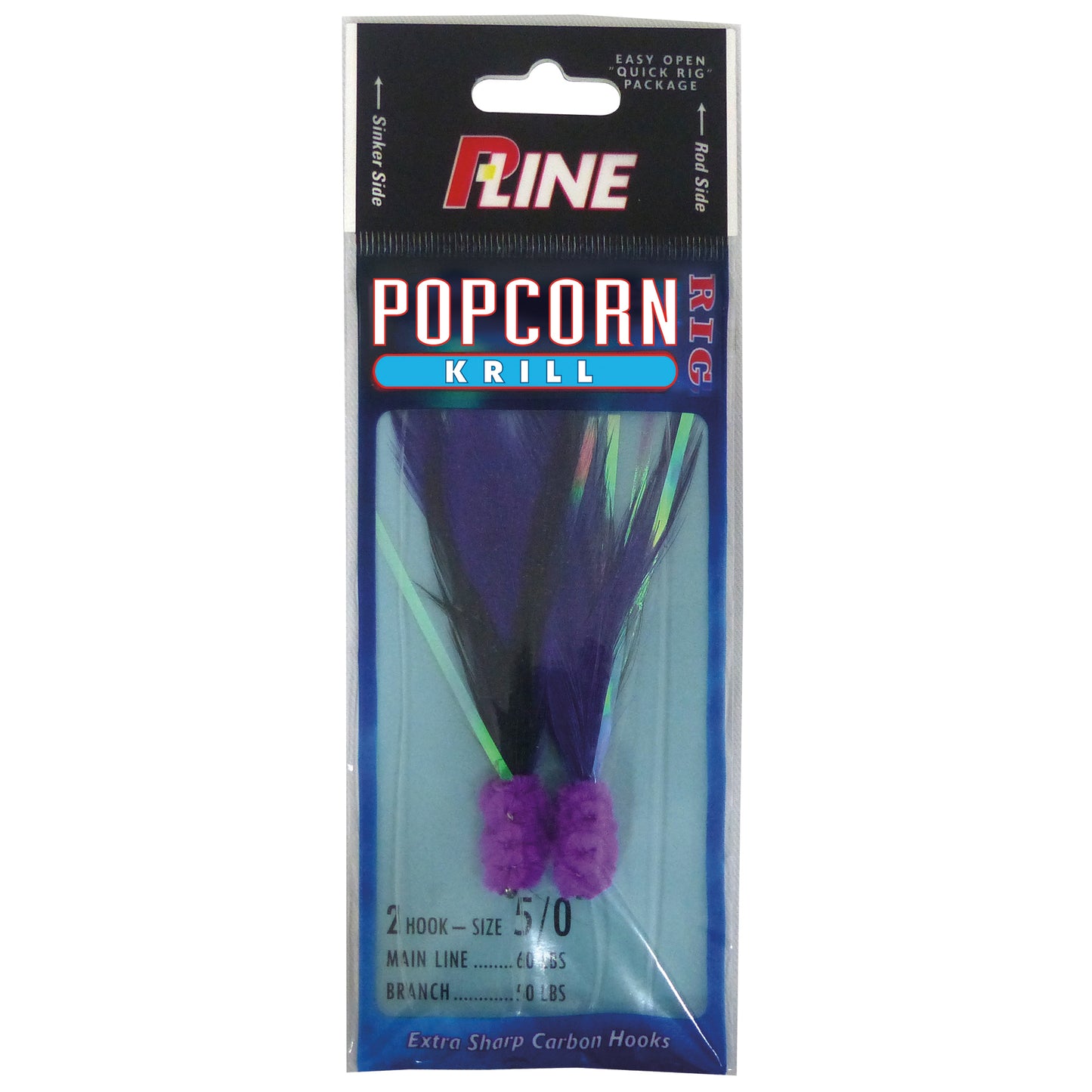 P-Line Popcorn Krill 2-Hook 5/0 Bottomfish Rig Purple Black