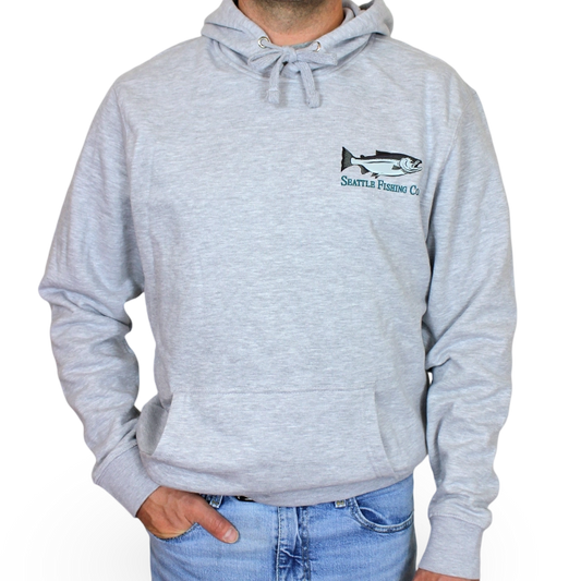 Seattle Fishing Co Hooded Sweatshirt Lt Heather Grey
