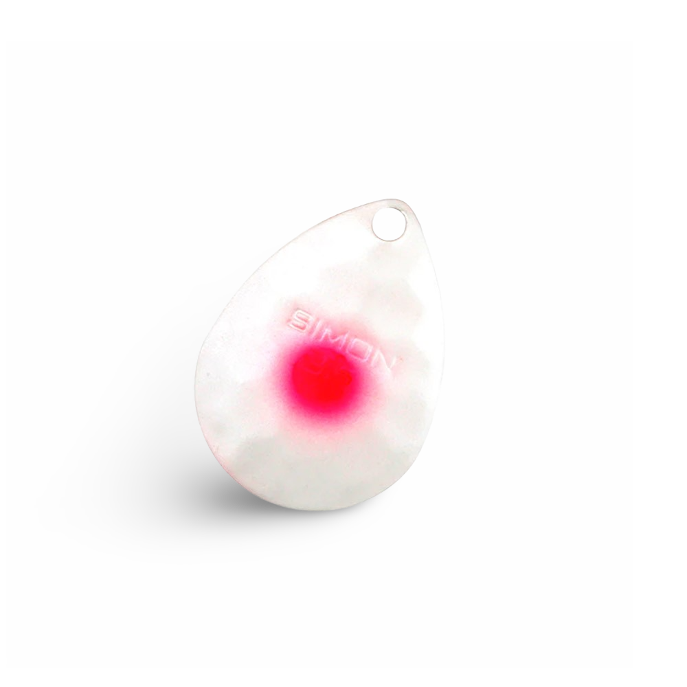 Simon Colorado Spinner Blade Pearl White PInk Dot