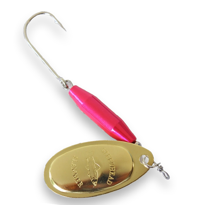 Steelhead Slammer Spinner Candy Pink Brass Blade