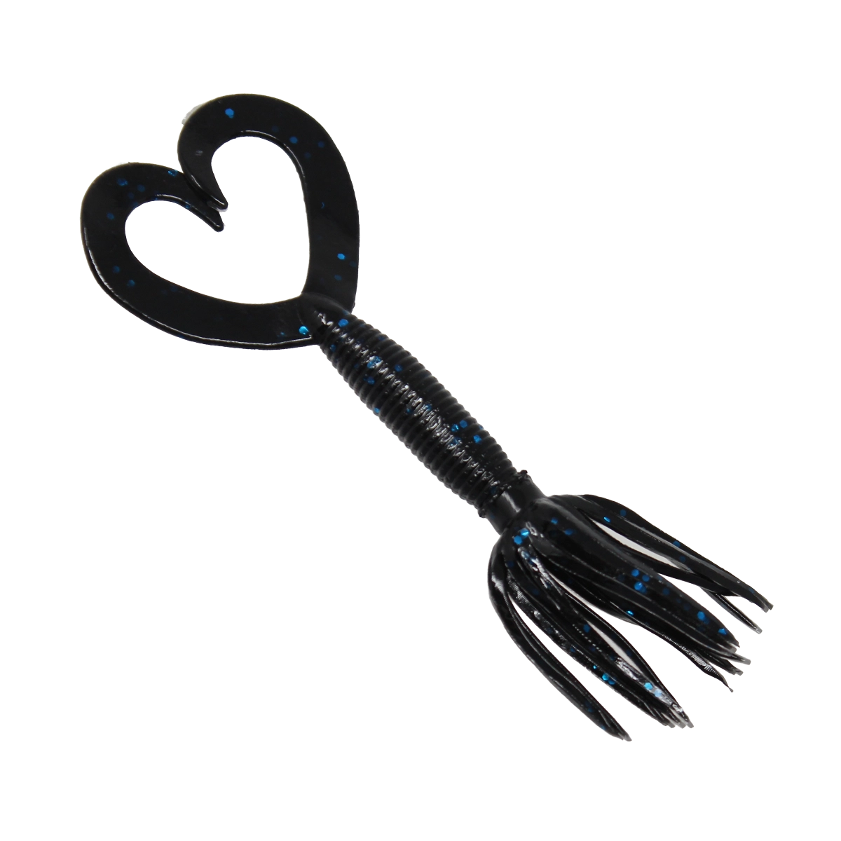 Yamamoto Baits 4in DT Hula Grub 021 Black Large Blue Flake