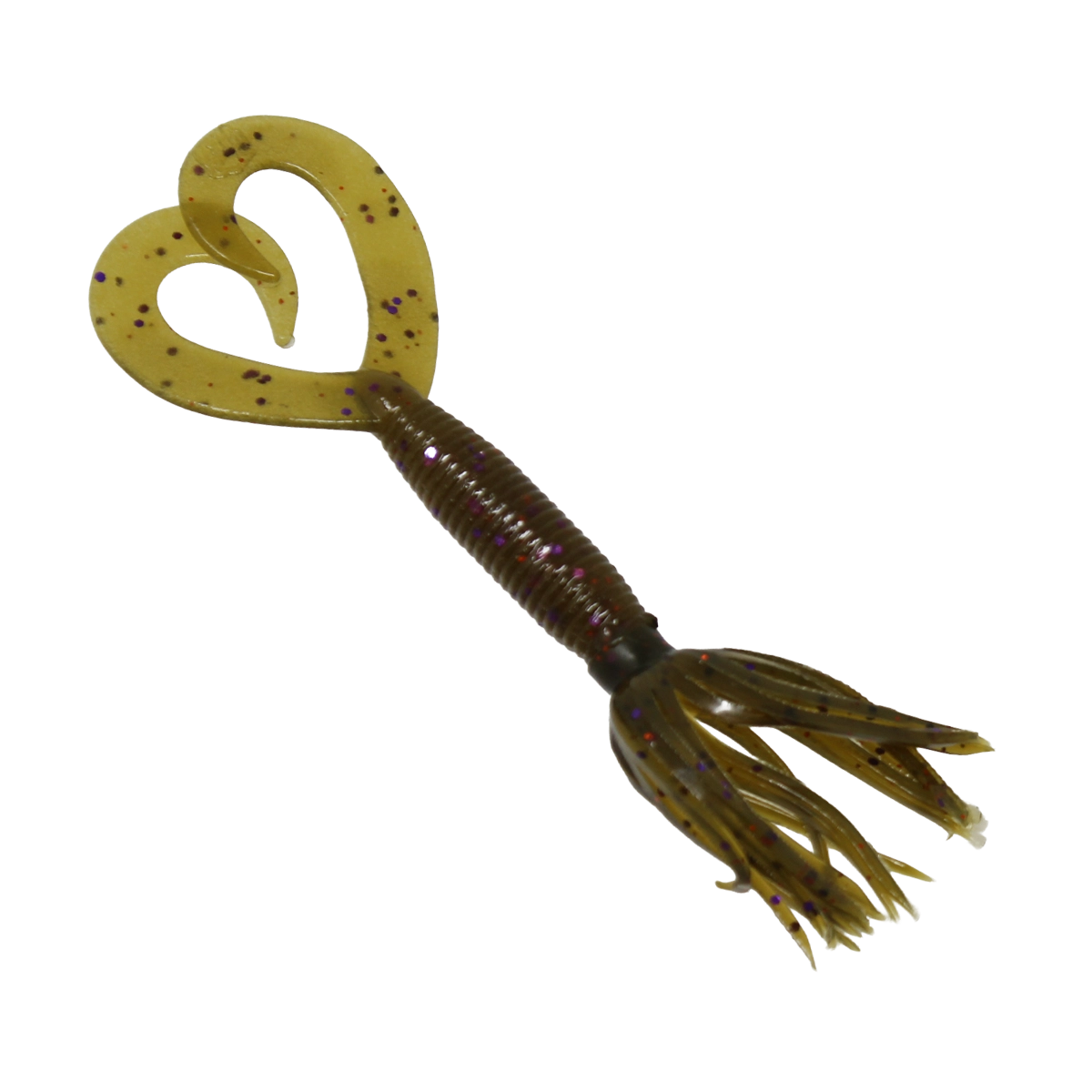 Yamamoto Baits 4in DT Hula Grub 330 Green Pumpkin Purple Copper Flake