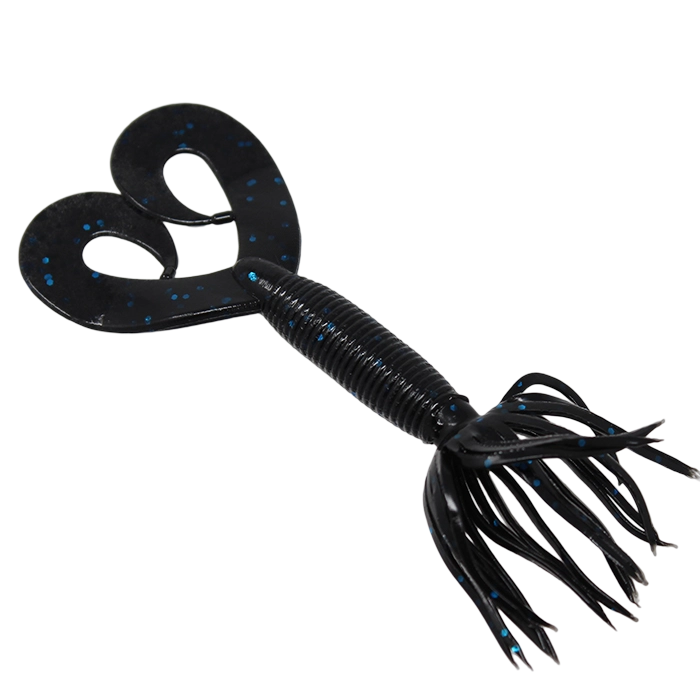 Yamamoto Double Tail Hula Grub 5 Black Large Blue Flake