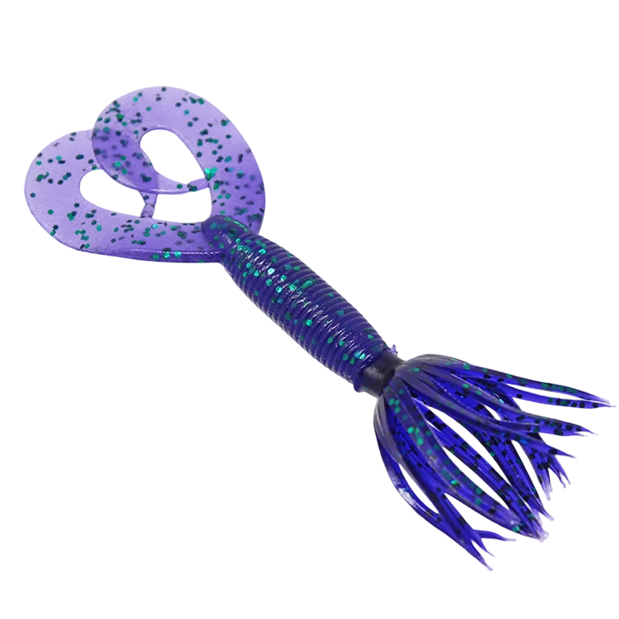 Yamamoto Double Tail Hula Grub 5 Purple Emerald Flake