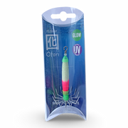 Beau Mac Otori squid jig skinny in Natural Glow Pink UV color for squid fishing in the Pacific Northwest