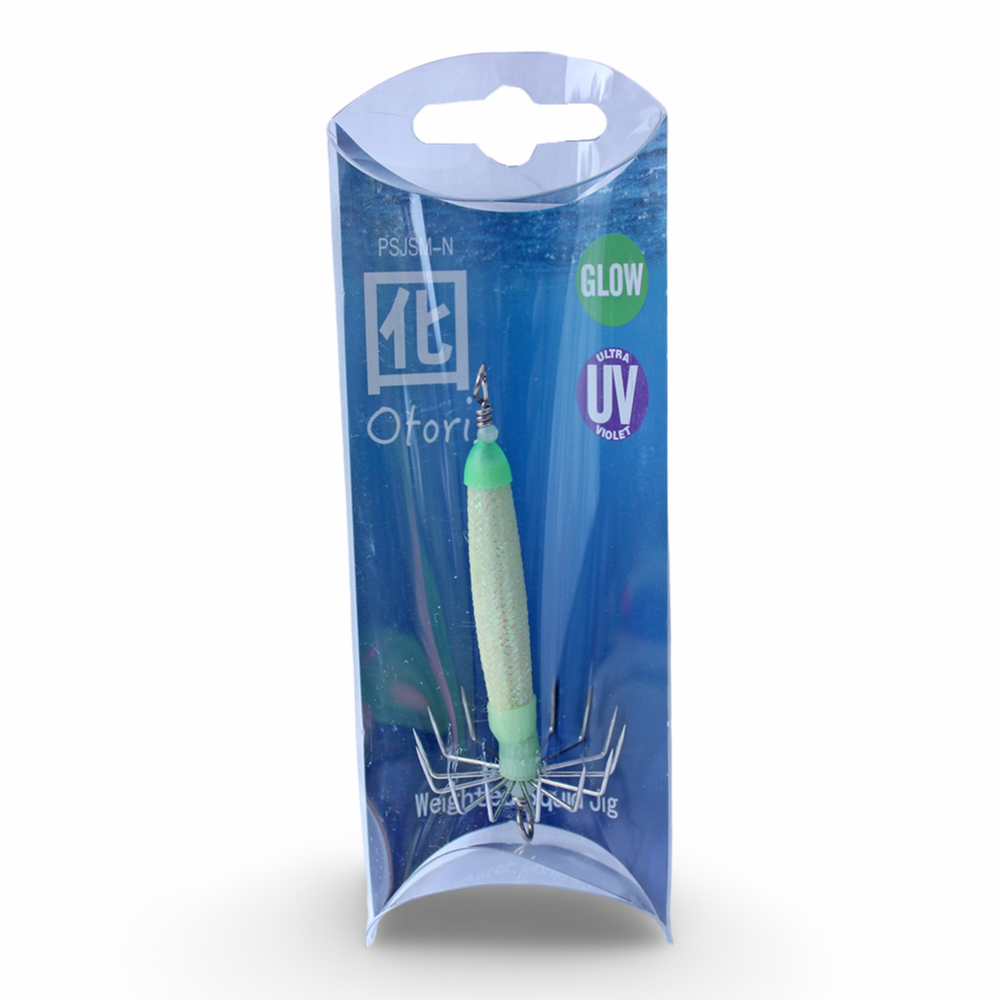 Beau Mac Otori squid jig skinny in Natural Glow UV color for squid fishing in the Pacific Northwest