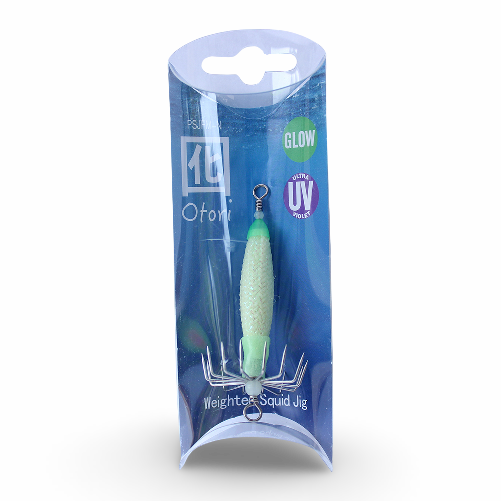 Beau Mac Otori squid jig standard in Natural Glow UV color for squid fishing in the Pacific Northwest
