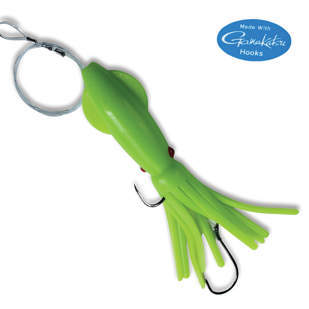 B2 Squid Halibut Rig 8" - Glow Neon Green