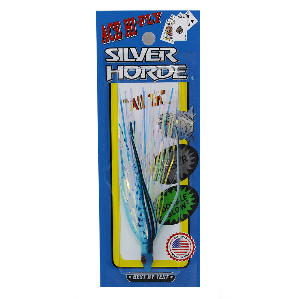 Silver Horde Ace Hi Fly Needlefish Glow Blue Spatter Back 144