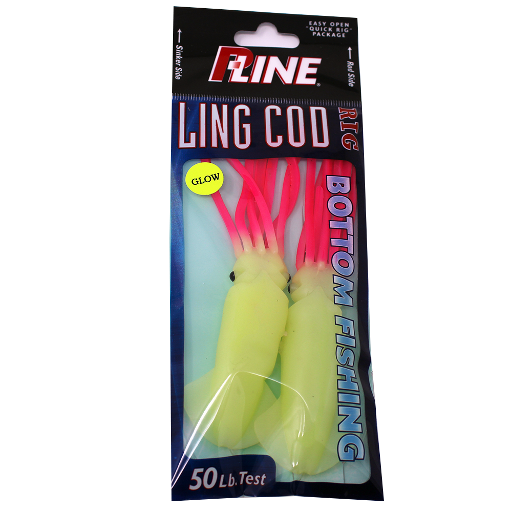 P-Line Lingcod Rig 4.5 Squid, 2 Per Rig - Glow Pink Legs– Seattle